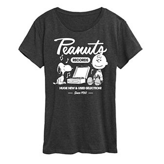 Women's Peanuts Snoopy & Charlie Brown Records Graphic Tee