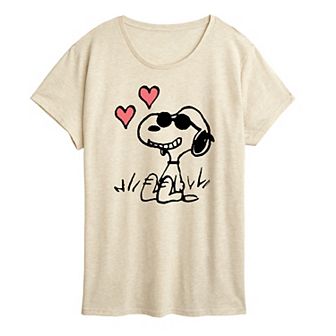 Women's Peanuts Snoopy Joe Cool Sitting Hearts Graphic Tee