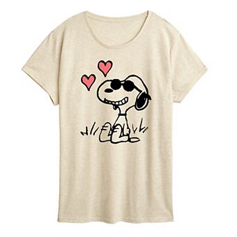 Women's Peanuts Snoopy Joe Cool Sitting Hearts Graphic Tee