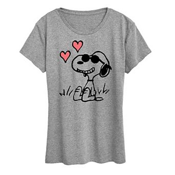 Women's Peanuts Snoopy Joe Cool Sitting Hearts Graphic Tee