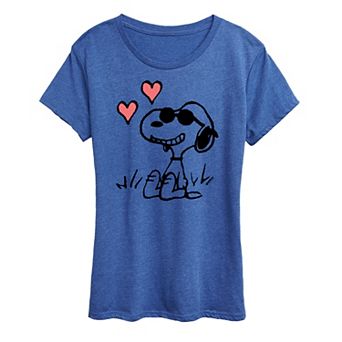 Women's Peanuts Snoopy Joe Cool Sitting Hearts Graphic Tee