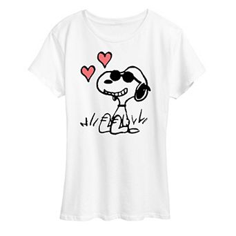 Women's Peanuts Snoopy Joe Cool Sitting Hearts Graphic Tee