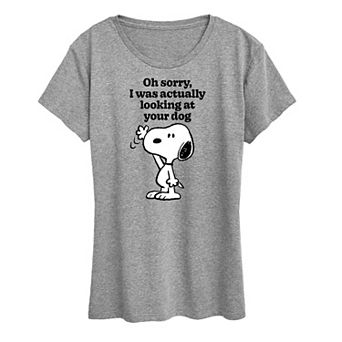 Women's Peanuts Snoopy Looking At Your Dog Graphic Tee