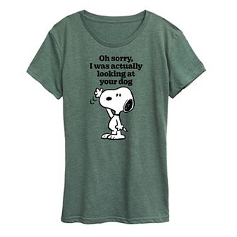 Women's Peanuts Snoopy Looking At Your Dog Graphic Tee