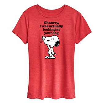 Women's Peanuts Snoopy Looking At Your Dog Graphic Tee