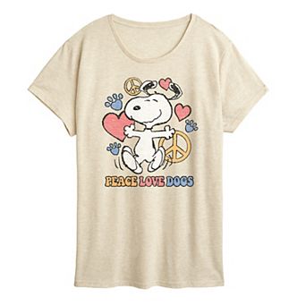 Women's Peanuts Snoopy Peace Love Dogs Graphic Tee