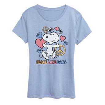 Women's Peanuts Snoopy Peace Love Dogs Graphic Tee