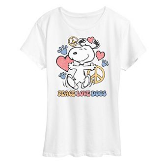 Women's Peanuts Snoopy Peace Love Dogs Graphic Tee