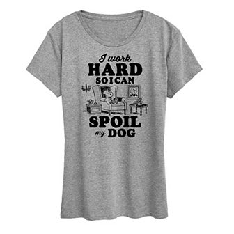 Women's Peanuts Snoopy Work To Spoil My Dog Graphic Tee
