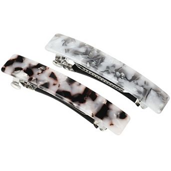 2 pc Hair Barrettes Tortoise Shell Hair Barrette French Hair Clip Gray Brown