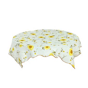 Vinyl Tablecloth For Square Table 53" X 53" Flower Print Oil