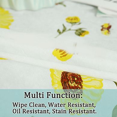 Vinyl Tablecloth For Square Table 53" X 53" Flower Print Oil