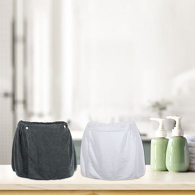 2 Pcs Men's Bath Wrap Towel Robes With Hair Dry Cap 11.81"x55.12"