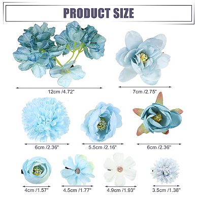 15pcs Women Flower Hair Clips Flower Hair Barrettes For Party Blue White