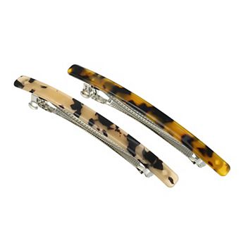 2 pc Hair Barrettes Tortoise Shell Hair Barrette French Hair Clip Amber Brown