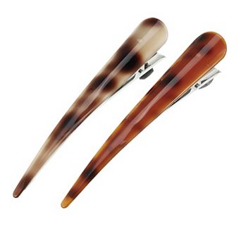 2 pc Long Metal Duckbill Hair Clips Crocodile Clips 5.31"x0.83" Red Coffee