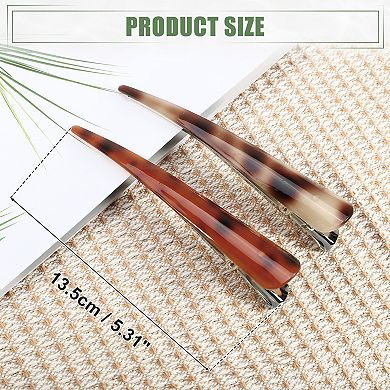 2 Pcs Long Metal Duckbill Hair Clips Crocodile Clips 5.31"x0.83" Red Coffee