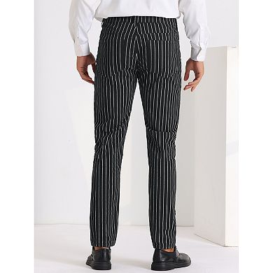 Striped Dress Pants For Men's Flat Front Slim Fit Stripe Cropped Pants