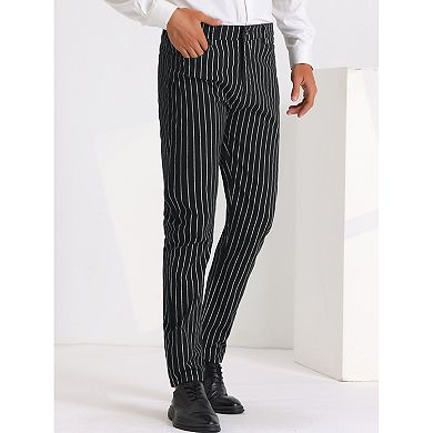 Striped Dress Pants For Men's Flat Front Slim Fit Stripe Cropped Pants