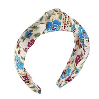 1 pc Floral Pattern Knotted Headband Classic Style Headband Beige 5.20"x2.36"