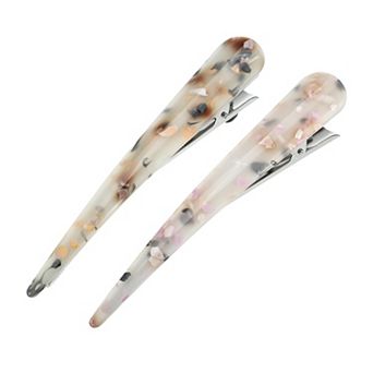 2 pc Long Metal Duckbill Hair Clips Crocodile Women Clips 5.31"x0.83" White