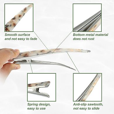 2 Pcs Long Metal Duckbill Hair Clips Crocodile Women Clips 5.31"x0.83" White