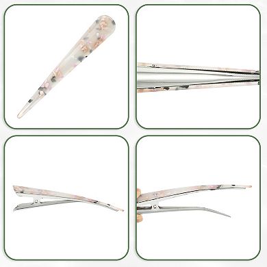 2 Pcs Long Metal Duckbill Hair Clips Crocodile Women Clips 5.31"x0.83" White