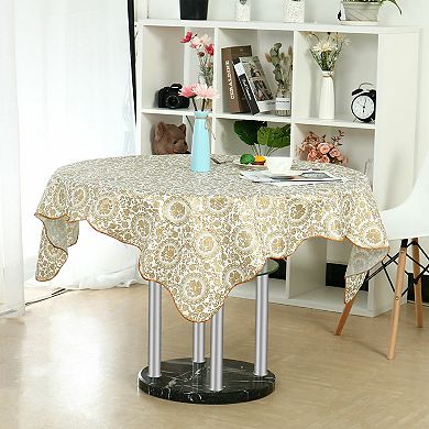 Vinyl Home Tablecloth Round Tables 60" Dia God Sunflower Pattern Water