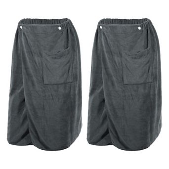 2 pc Men's Bath Wrap Towel Adjustable Robes With Hair Dry Cap 27.56"x55.12"