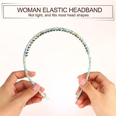 4pcs Teeth Comb Floral Pattern Headbands Purple Deep Green Yellow Yellow Blue