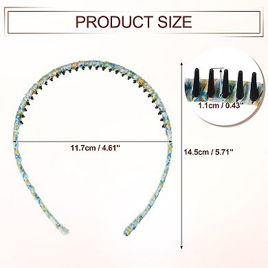 4pcs Teeth Comb Floral Pattern Headbands Purple Deep Green Yellow Yellow Blue