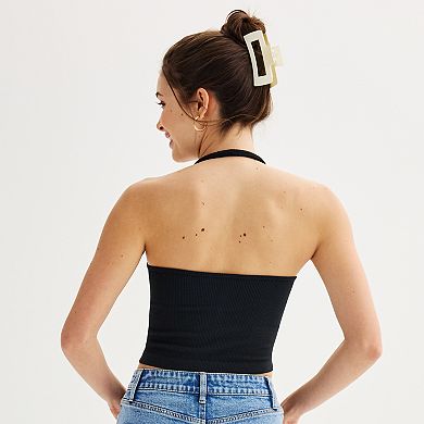 Juniors' SO Halter Neck Cropped Tank Top