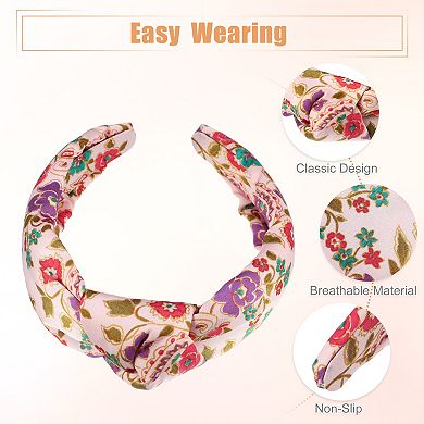 1pcs Floral Pattern Knotted Headband Classic Style Headband Pink 5.20"x2.36"