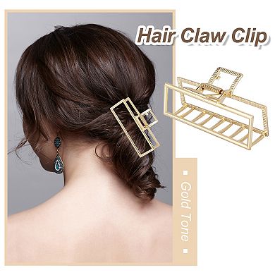 3.5" Women Large Metal Hair Claw Hair Barrettes Clips Rectangle Shaped Claw