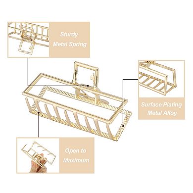 3.5" Women Large Metal Hair Claw Hair Barrettes Clips Rectangle Shaped Claw