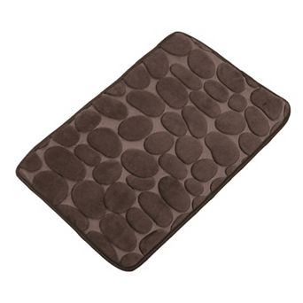 Bathroom Rugs Bath Mat Machine Washable Brown Cobblestone Pattern 23.62"x15.75"