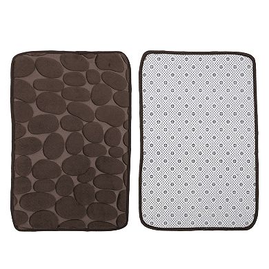 Bathroom Rugs Bath Mat Machine Washable Brown Cobblestone Pattern 23.62"x15.75"