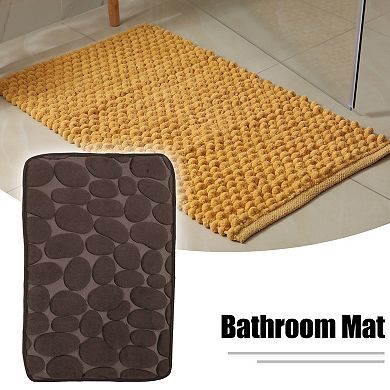 Bathroom Rugs Bath Mat Machine Washable Brown Cobblestone Pattern 23.62"x15.75"