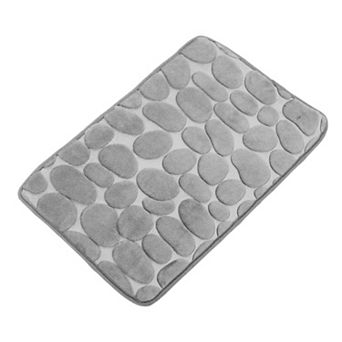 Soft Bathroom Rugs Bath Mat Absorbent Cobblestone Pattern Gray 23.62"x15.75"