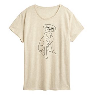 Women's Simple Line Drawing Of Dog Graphic Tee