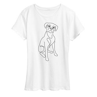 Women's Simple Line Drawing Of Dog Graphic Tee