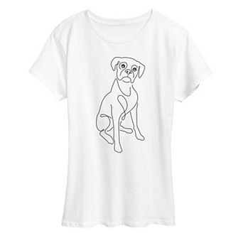Women's Simple Line Drawing Of Dog Graphic Tee