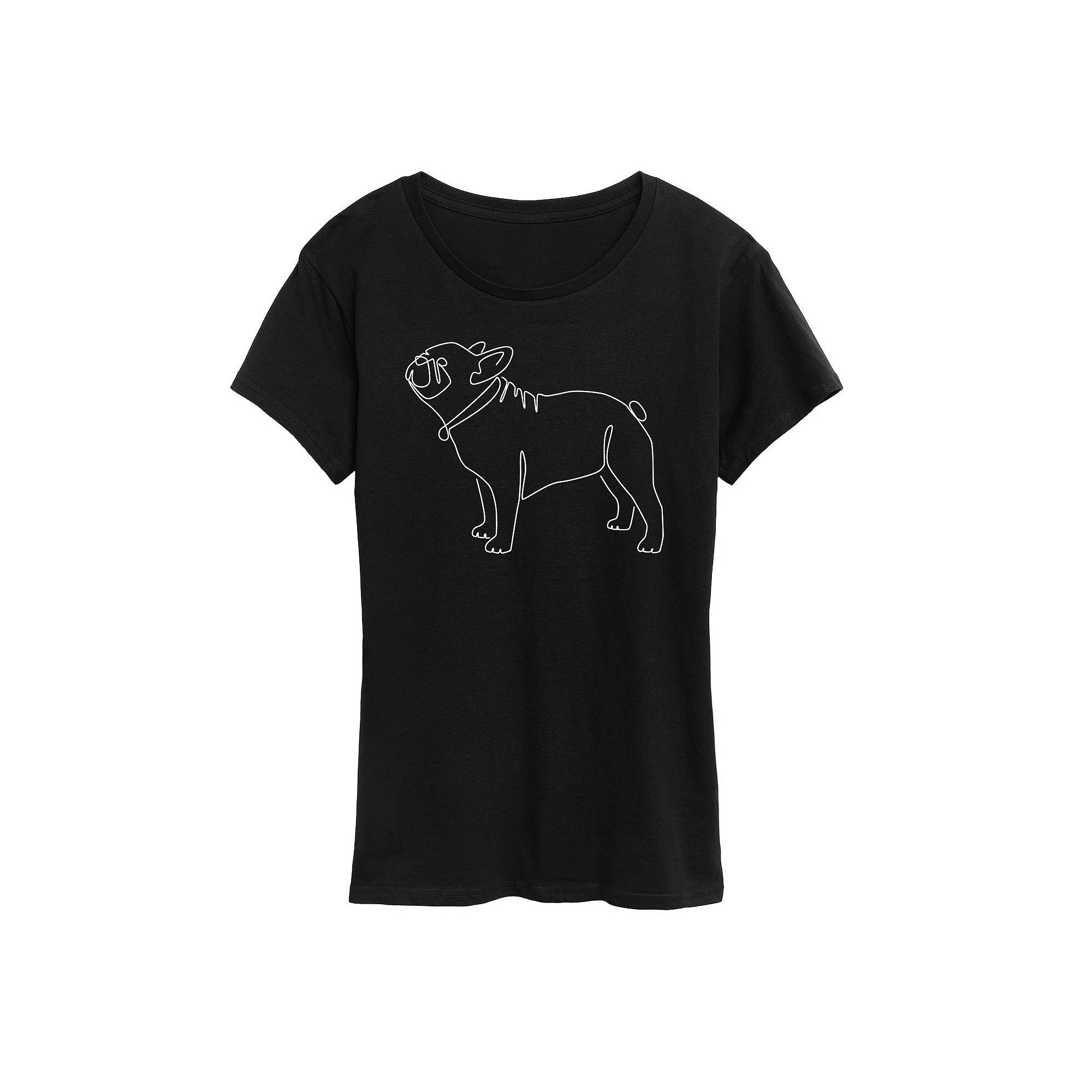 Womens Contour Line French Bulldog Graphic Tee, Size: Small, Black