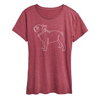 Women's Contour Line French Bulldog Graphic Tee