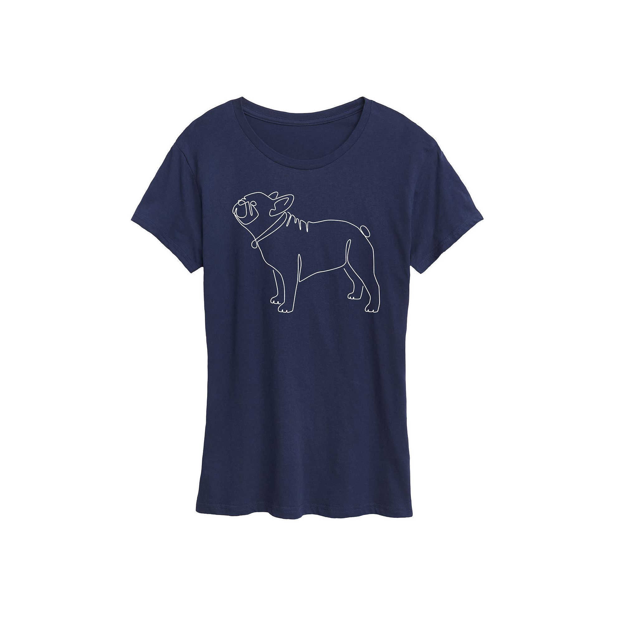 Womens Contour Line French Bulldog Graphic Tee, Size: Small, Blue