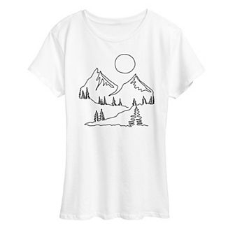 Women's Mountain Line Drawing Graphic Tee