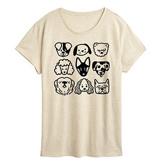 Women's Dog Faces Grid Graphic Tee