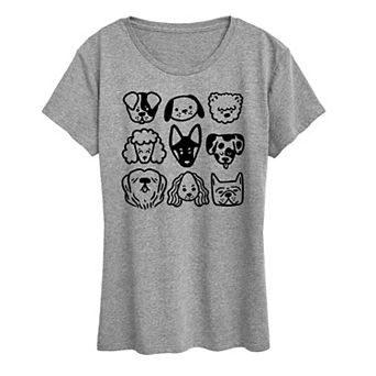 Women's Dog Faces Grid Graphic Tee