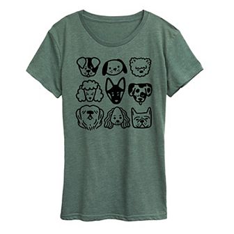 Women's Dog Faces Grid Graphic Tee