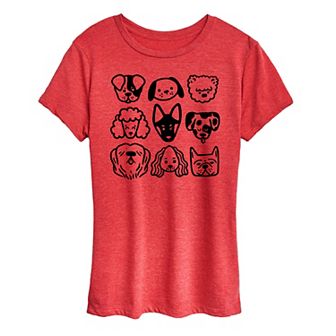 Women's Dog Faces Grid Graphic Tee